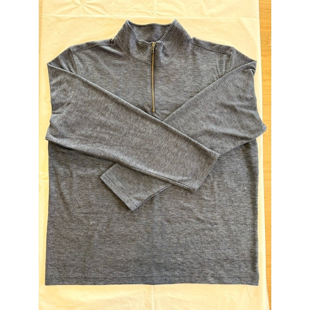 Gap Quarter Zip Pullover Mens XL Blue Good Ribbed Heathered Stretch Mock Neck